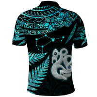 Custom Matariki New Zealand Polo Shirt Maori Manaia with Paua Shell - Aqua - Wonder Print Shop
