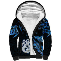 Matariki New Zealand Sherpa Hoodie Maori Manaia with Paua Shell - Blue - Wonder Print Shop