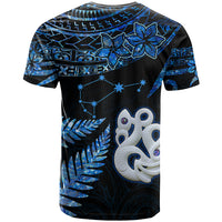 Matariki New Zealand T Shirt Maori Manaia with Paua Shell - Blue - Wonder Print Shop