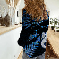 Matariki New Zealand Women Casual Shirt Maori Manaia with Paua Shell - Blue - Wonder Print Shop