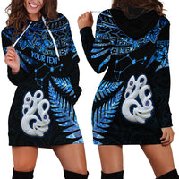 Custom Matariki New Zealand Hoodie Dress Maori Manaia with Paua Shell - Blue - Wonder Print Shop