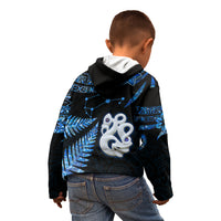 Custom Matariki New Zealand Kid Hoodie Maori Manaia with Paua Shell - Blue - Wonder Print Shop