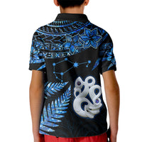 Custom Matariki New Zealand Kid Polo Shirt Maori Manaia with Paua Shell - Blue - Wonder Print Shop
