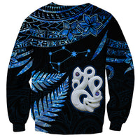 Custom Matariki New Zealand Sweatshirt Maori Manaia with Paua Shell - Blue - Wonder Print Shop
