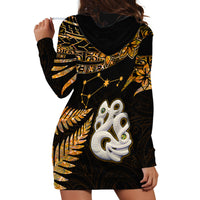 Maori Hoodie Dress Matariki Stars Manaia with Paua Shell - Gold - Wonder Print Shop
