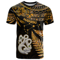 Maori T Shirt Matariki Stars Manaia with Paua Shell - Gold - Wonder Print Shop