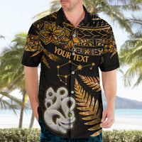 Custom Maori Hawaiian Shirt Matariki Stars Manaia with Paua Shell - Gold - Wonder Print Shop