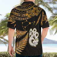Custom Maori Hawaiian Shirt Matariki Stars Manaia with Paua Shell - Gold - Wonder Print Shop