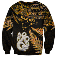 Custom Maori Sweatshirt Matariki Stars Manaia with Paua Shell - Gold - Wonder Print Shop