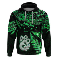 Maori Hoodie Matariki Stars Manaia with Paua Shell - Green - Wonder Print Shop