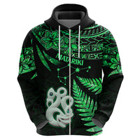 Maori Hoodie Matariki Stars Manaia with Paua Shell - Green - Wonder Print Shop