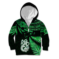 Maori Kid Hoodie Matariki Stars Manaia with Paua Shell - Green - Wonder Print Shop