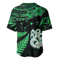 Custom Maori Baseball Jersey Matariki Stars Manaia with Paua Shell - Green LT9 - Wonder Print Shop