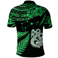 Custom Maori Polo Shirt Matariki Stars Manaia with Paua Shell - Green - Wonder Print Shop