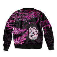 New Zealand Bomber Jacket Matariki NZ Manaia with Paua Shell - Pink LT9 - Wonder Print Shop