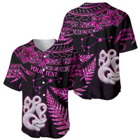 Custom New Zealand Baseball Jersey Matariki NZ Manaia with Paua Shell - Pink LT9 - Wonder Print Shop
