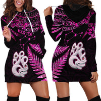 Custom New Zealand Hoodie Dress Matariki NZ Manaia with Paua Shell - Pink - Wonder Print Shop