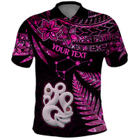 Custom New Zealand Polo Shirt Matariki NZ Manaia with Paua Shell - Pink - Wonder Print Shop