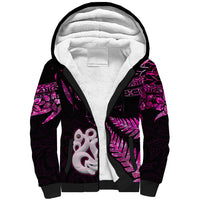 Custom New Zealand Sherpa Hoodie Matariki NZ Manaia with Paua Shell - Pink - Wonder Print Shop