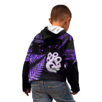 New Zealand Kid Hoodie Matariki NZ Manaia with Paua Shell - Purple - Wonder Print Shop