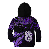 Custom New Zealand Kid Hoodie Matariki NZ Manaia with Paua Shell - Purple - Wonder Print Shop