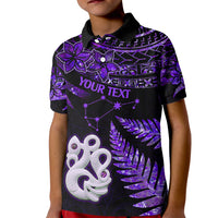 Custom New Zealand Kid Polo Shirt Matariki NZ Manaia with Paua Shell - Purple - Wonder Print Shop