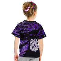 Custom New Zealand Kid T Shirt Matariki NZ Manaia with Paua Shell - Purple - Wonder Print Shop