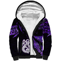 Custom New Zealand Sherpa Hoodie Matariki NZ Manaia with Paua Shell - Purple - Wonder Print Shop