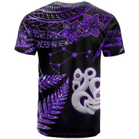 Custom New Zealand T Shirt Matariki NZ Manaia with Paua Shell - Purple - Wonder Print Shop