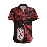Matariki Hawaiian Shirt NZ New Year Manaia with Paua Shell - Red - Wonder Print Shop