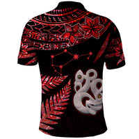 Matariki Polo Shirt NZ New Year Manaia with Paua Shell - Red - Wonder Print Shop