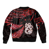 Matariki Sleeve Zip Bomber Jacket NZ New Year Manaia with Paua Shell - Red - Wonder Print Shop