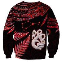 Matariki Sweatshirt NZ New Year Manaia with Paua Shell - Red - Wonder Print Shop