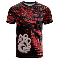 Matariki T Shirt NZ New Year Manaia with Paua Shell - Red - Wonder Print Shop