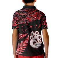 Custom Matariki Kid Polo Shirt NZ New Year Manaia with Paua Shell - Red - Wonder Print Shop