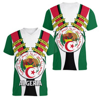 African Women V Neck T Shirt Algeria Independence Day - Wonder Print Shop
