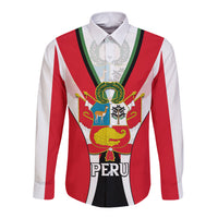 Peru Long Sleeve Button Shirt National Day - Wonder Print Shop