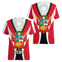 Peru Women V Neck T Shirt National Day - Wonder Print Shop