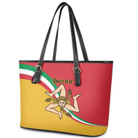 Personalized Italy Bandiera Della Sicilia Leather Tote Bag - Wonder Print Shop