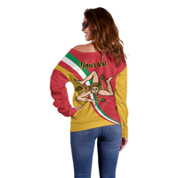 Personalized Italy Bandiera Della Sicilia Off Shoulder Sweater - Wonder Print Shop