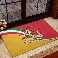 Personalized Italy Bandiera Della Sicilia Rubber Doormat - Wonder Print Shop