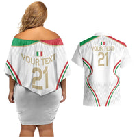 Custom Italy Football Couples Matching Off Shoulder Short Dress and Hawaiian Shirt Gli Azzurri Sporty Style LT9 - Wonder Print Shop
