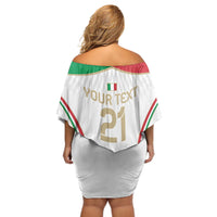 Custom Italy Football Off Shoulder Short Dress Gli Azzurri Sporty Style - Wonder Print Shop