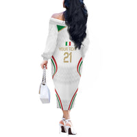 Custom Italy Football Off The Shoulder Long Sleeve Dress Gli Azzurri Sporty Style - Wonder Print Shop