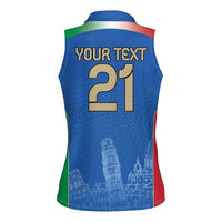 Custom Italy Football Women Sleeveless Polo Shirt Special Pisa Tower - Wonder Print Shop