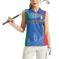Custom Italy Football Women Sleeveless Polo Shirt Special Pisa Tower - Wonder Print Shop