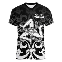 Personalized Italy Trinacria Sicily Women V-Neck T-Shirt - Wonder Print Shop
