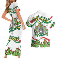 Sicilian Triskelion Couples Matching Short Sleeve Bodycon Dress and Hawaiian Shirt with Cactus and Lemons LT9 - Wonder Print Shop