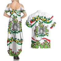 Sicilian Triskelion Couples Matching Summer Maxi Dress and Hawaiian Shirt with Cactus and Lemons LT9 - Wonder Print Shop
