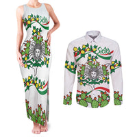 Sicilian Triskelion Couples Matching Tank Maxi Dress and Long Sleeve Button Shirt with Cactus and Lemons LT9 - Wonder Print Shop